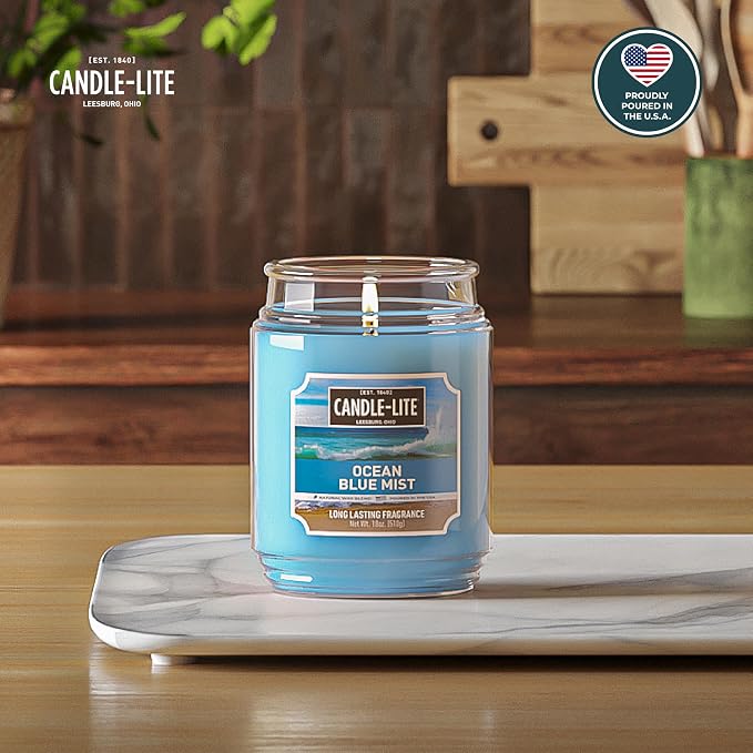 Candle-lite Scented Candles, Ocean Blue Mist, 18 oz Jar, Proudly Poured in The - Image 2