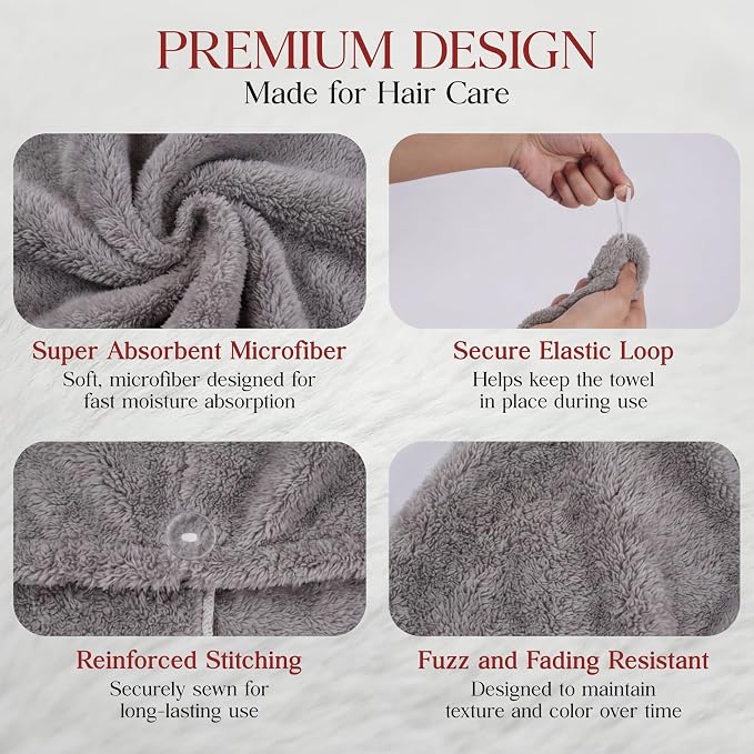 3 Pack Large Microfiber Hair Towel Wrap - Image 4