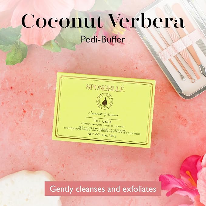 Spongellé Coconut Verbena Pedi Buffer Bath Sponge | Exfoliating Foot & Heel - Image 2