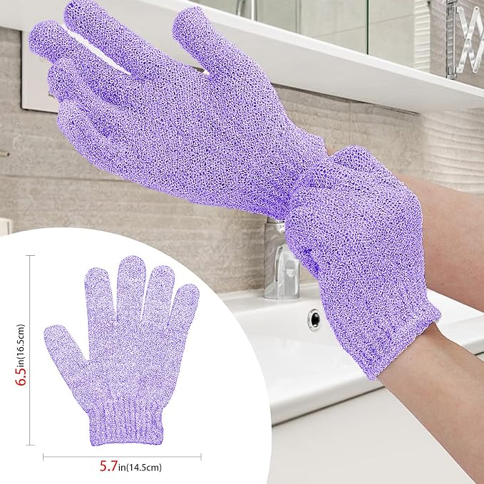 4 Pairs Bath Gloves, Body Scrub Mitts, Shower Scrubber Gloves - Image 2