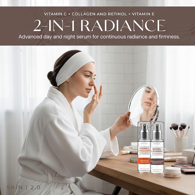 Skin 2.0 Retinol & Vitamin E + Collagen & Vitamin C Serum - Image 2