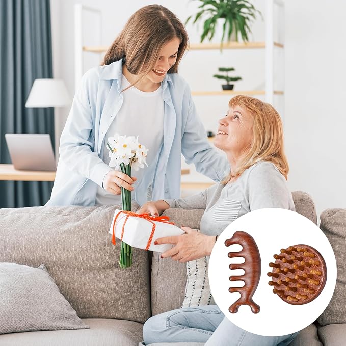 Wooden Scalp Massager & Hair Scrubber, Head Massager Brush - Image 7