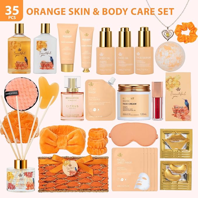 35 Pcs Mothers Day Gift for Women, Bergamot & Rose Bath & Body Gift Basket Set - Image 2