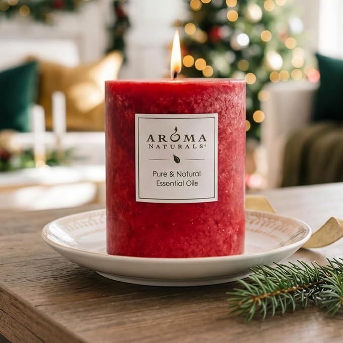 Aroma Naturals Holiday Orange, Clove and Cinnamon Essential Oil Scented Pillar - Image 3