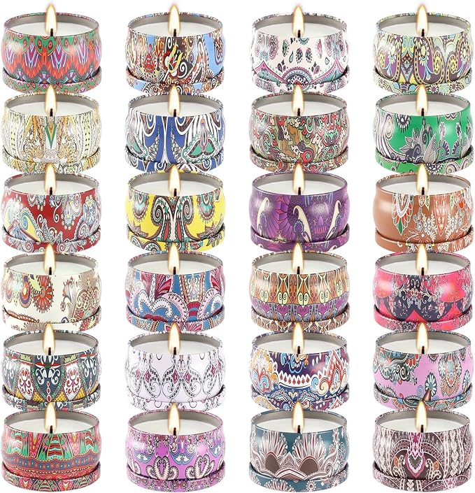 WPONSZU Scented Candles Gifts Set 24 Pack Soy Wax Travel Tin Jar Candles - Image 9