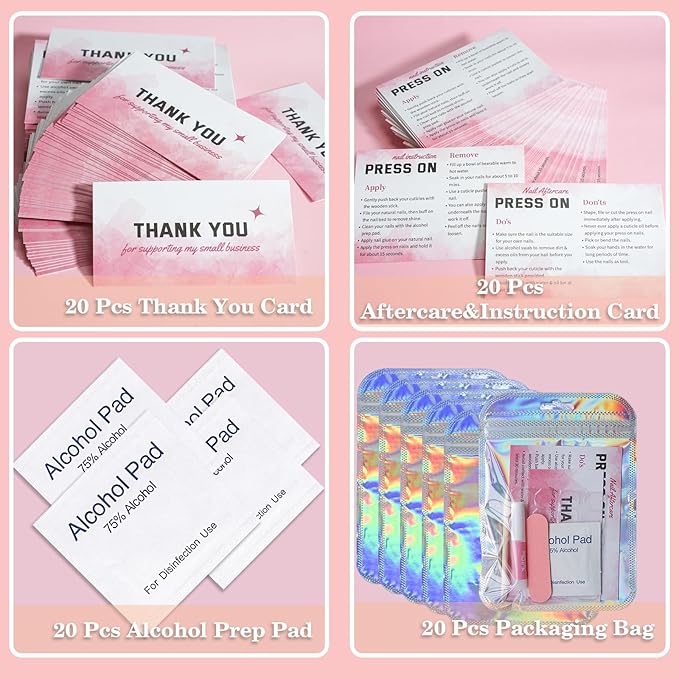 Press On Nail Tool Kit for Nail Business, Nail Prep Application Disposable Kit - Image 4