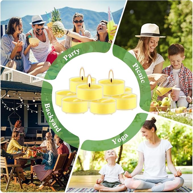 Fclayvts 3.5-Hour 50Pack Citronella Tealight Candles, Outdoor and Indoor Summer - Image 6