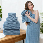 REDKISS Blue Microfiber Towels Set of 6-35x70 Inches Oversized Bath Sheets - Image 6