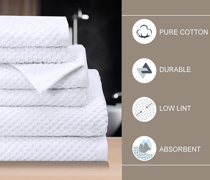 COTTON CRAFT Waffle 6 Piece Towel Set - Image 3