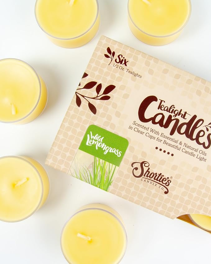 Shortie's Candle Company Wild Lemongrass Premium Tealight Candles - Image 4
