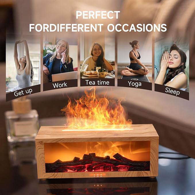 TMEHM Fireplace Flame Air Diffuser Humidifier, 7 Colors Aromatherapy Essential - Image 7