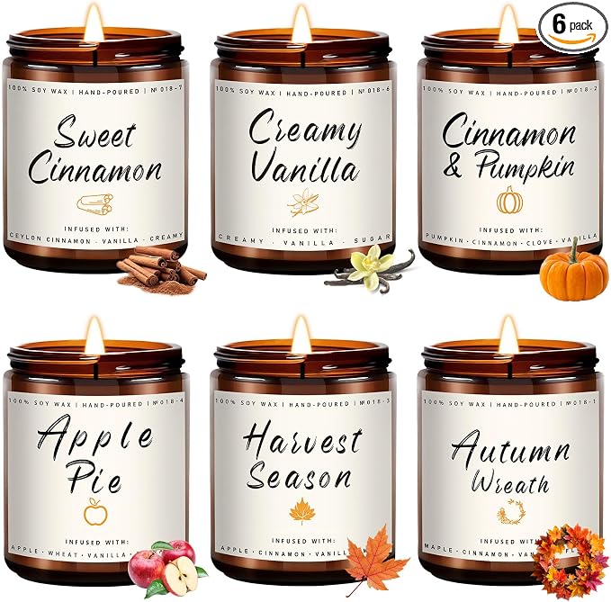 Auelife Scented Candles, 6 Pack Winter Candle Set, 42 oz Holiday Soy Candles by Auelife