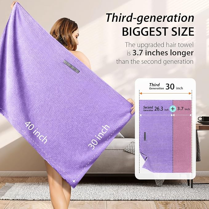 YFONG X-Large Hair Towel Wrap for Women, Super Absorbent Microfiber Hair Towel - Image 5