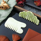 Geiserailie 2 Pcs Jade Combs Esthetician Supplies Massage Stone Hair Gua Sha - Image 3