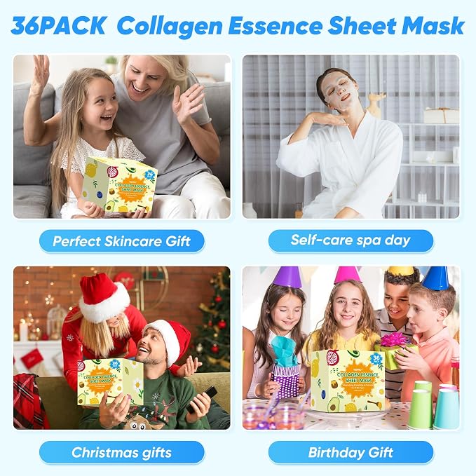 36 Pack Skincare Facial Masks, Hydrating & Moisturizing Face Masks - Image 6