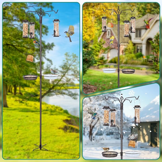 YINGYM Bird Feeding Station Kit, 94 Inch Bird Feeder Pole Stand - Image 4