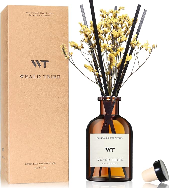 WEALD TRIBE Reed Diffuser Set for Bathroom Air Fresheners, Oil Diffuser Sticks by WEALD+TRIBE