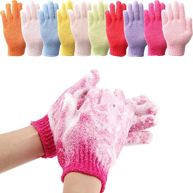 IBLUE Shower Gloves, Double Sided Exfoliating Bath Body Scrub Gloves - Image 6