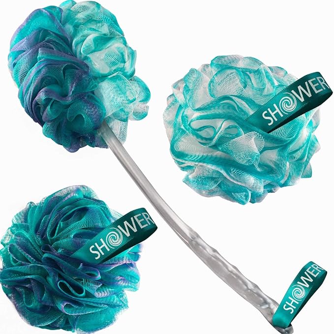 SHOWER BOUQUET 2-Sided-Loofah-Back-Scrubber & Bath-Sponge Set // - Image 8
