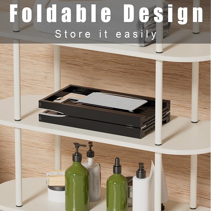 Foldable Bathtub Caddy Tray for Tub, Bamboo Expandable Bath Table Trays - Image 6