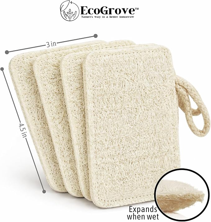 Natural Loofah Dish Sponges 4 Pack – 100% Plant-Based Luffa Scrubber - Image 3