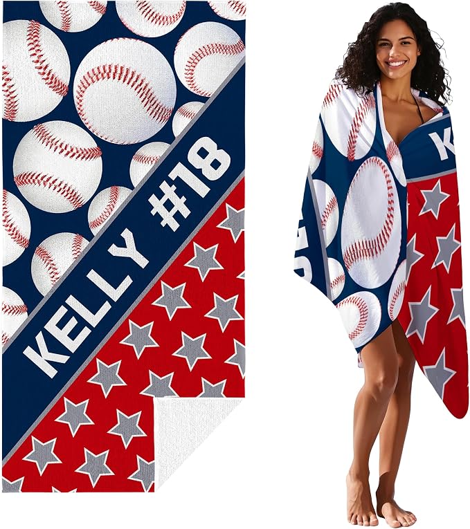 Personalized Beach Towel With Name, Custom Beach Towel with Text, Customized - Image 2