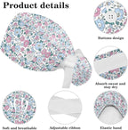 Scrub Caps Women Nursing Hats Floral Flowers - Image 4