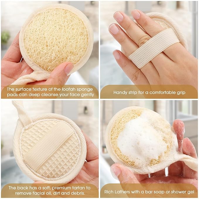 Exfoliating Loofah Sponge Pads Face loofa Brush 6 Pack 3.15 inches Made of 100% - Image 3