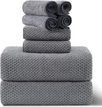 8-Piece Gray Bath Towel Set, 2 Extra Large Bath Towel Sheets, 2 Hand Towels and by Smuge