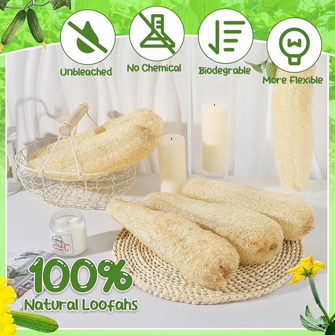 11.8 inches Natural Loofah Sponges Pack of 6, - Image 3