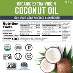 Viva Naturals Organic Coconut Oil, 32 fl oz – Unrefined, Cold-Pressed Extra - Image 2