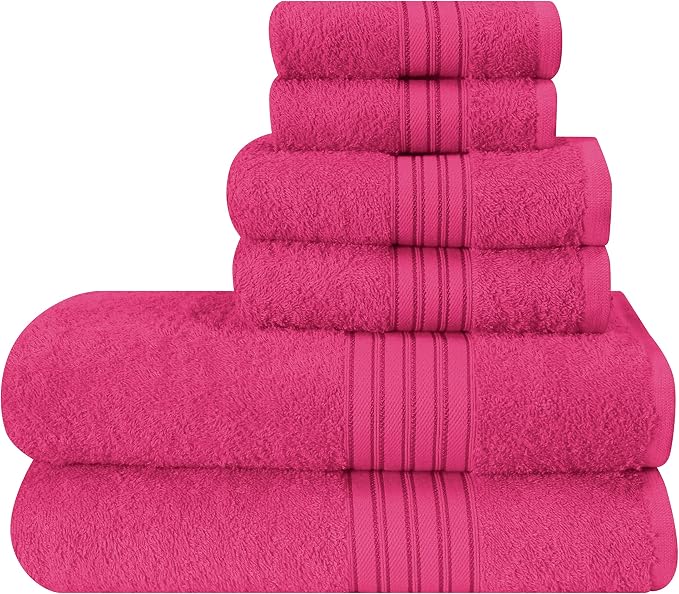 BOUTIQUO 6 Pack Cotton Towel Set, Contains 2 Bath Towels 28x55 inch, 2 Hand by BOUTIQUO