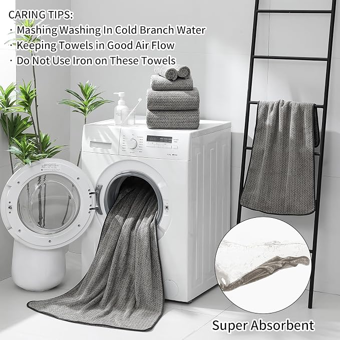 Ultra Soft Bath Towel Set, 12 Piece Family Bathroom Towels Set - Image 6