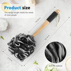 Black Loofah on a Stick PE Soft Mesh Luffa - Image 2