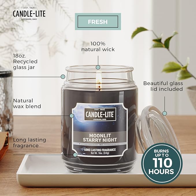 Candle-lite Scented Candles, Moonlight Starry Night, 18 oz Jar, Proudly Poured - Image 3