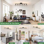 Baocuz 6-Lights Black Semi Flush Mount Ceiling Light, Rotatable Kitchen Track - Image 7