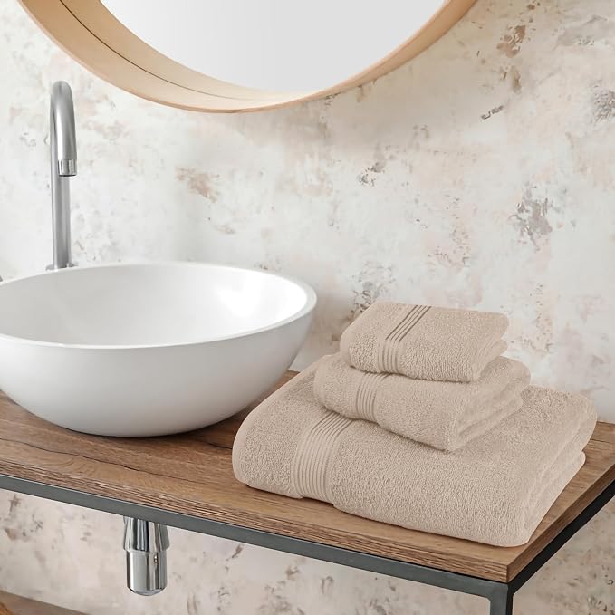 Belizzi Home Ultra Soft 3 Pack Cotton Towel Set, Contains a Bath Towel 28x55 - Image 3