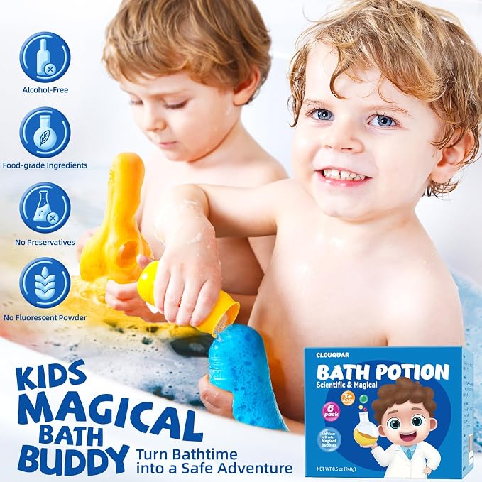 Kids Bath Bomb Potions, 6 Pack Non-Toxic Fizzy Bubble Bath Explosions, Colorful - Image 3