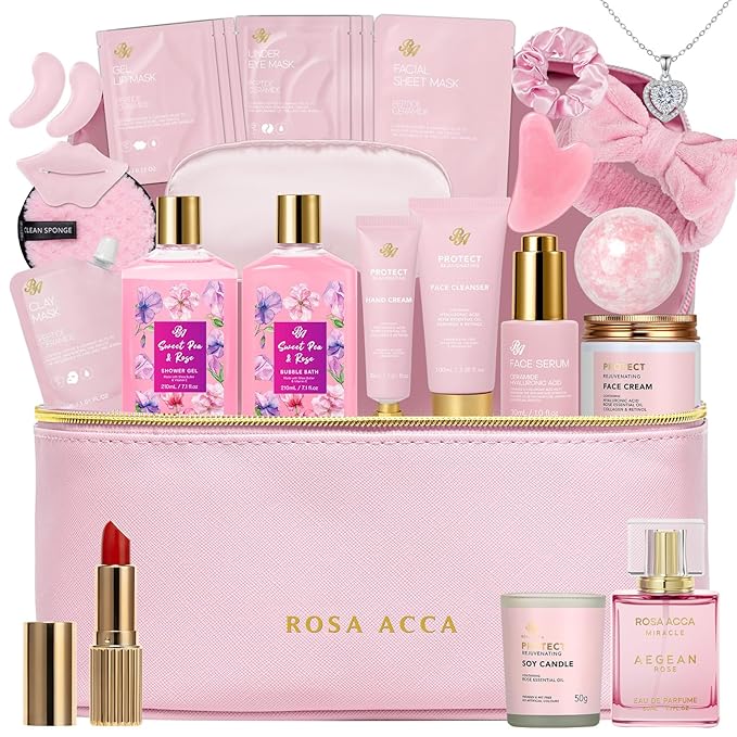 25 Pcs Mother's Day Gift, Rose Bath & Body Gift Basket Set by RAROSAACCA