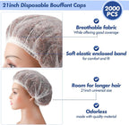 Yahenda 2000 Pcs Disposable Hair Nets Bulk 21 Inch Non Woven Bouffant Caps - Image 4