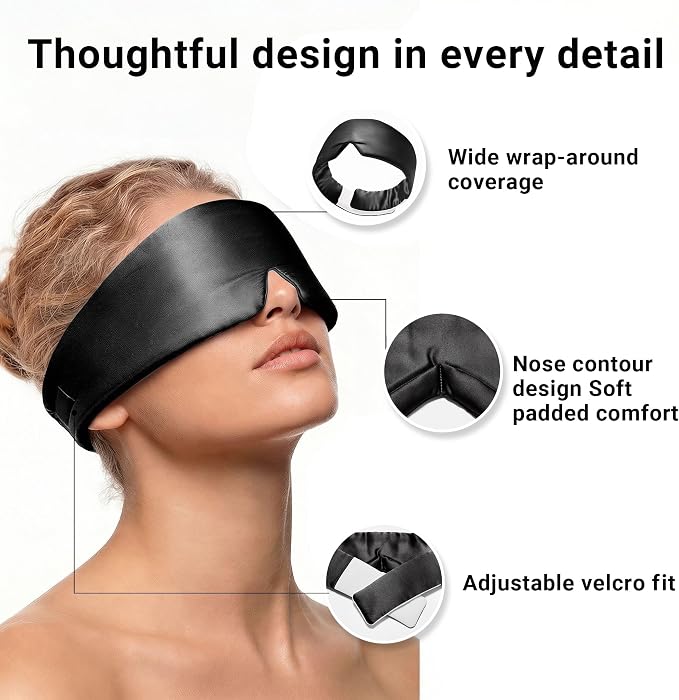 Silk Sleep Mask for Side Sleepers, Eye Mask for Sleeping Women Men, - Image 5