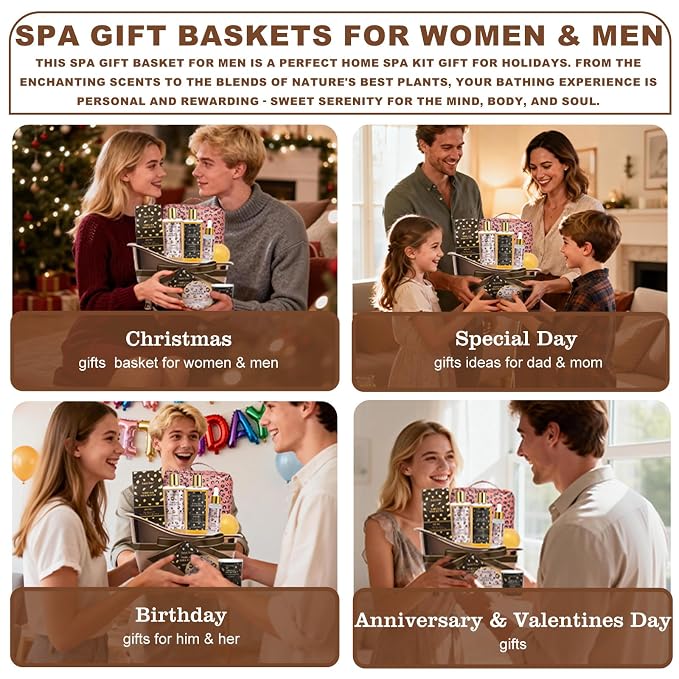 Warm Vanilla scented Gifts for Women, Spa Bath & Body Gift Basket, Skin Care Kit - Image 3