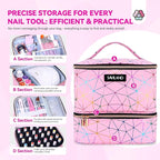 SAVILAND Nail Polish Organizer Bag: PU Leather Nail Polish Storage Organizer - Image 4