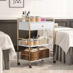 Salon Rolling Trolley with Lockable Wheels Barber Cart Storage Drawer Shelf - Image 8