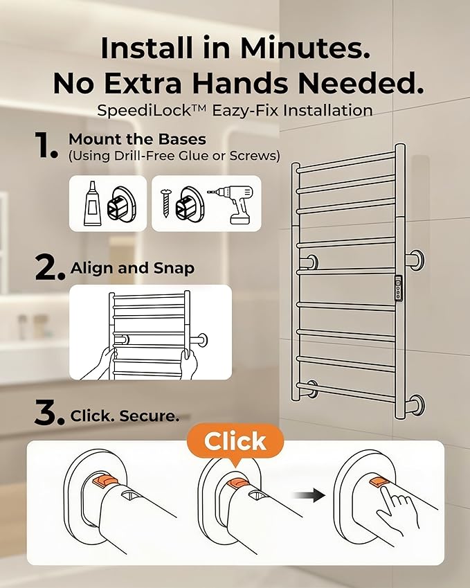 Foldable Heated Towel Rack, Dual-Zone Electric Towel Warmer Rack - Image 6
