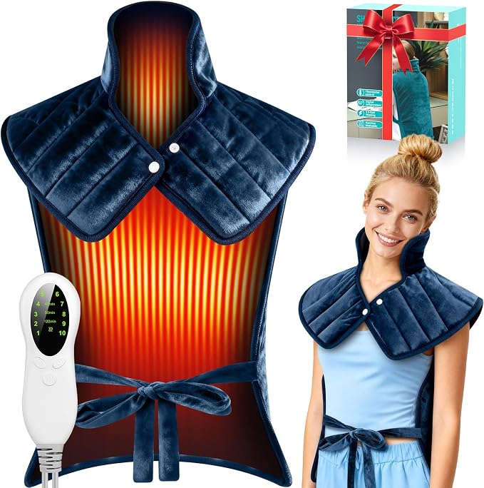 Heating Pad for Back Neck & Shoulders, 2.7lb Weighted Electric Graphene-Infused by Unknown