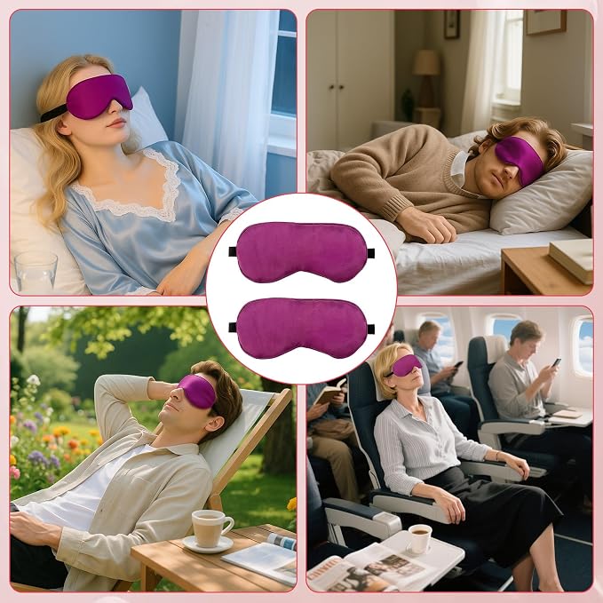 2 PCS Purple Satin Sleep Masks, Adjustable Silk Eye Mask - Image 7