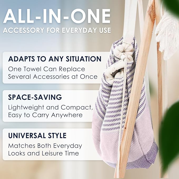 ATANI Turkish Beach Towel, Converts to a Bag, Oversized 100% Cotton Bath Towels - Image 7