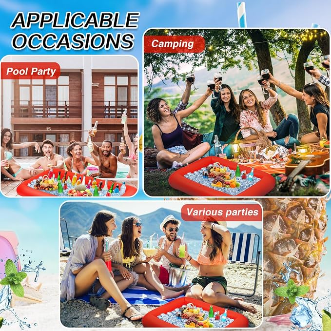 Leitee 4 Pcs Inflatable Ice Serving Bars Buffet Serving Tray Drink Cooler - Image 5