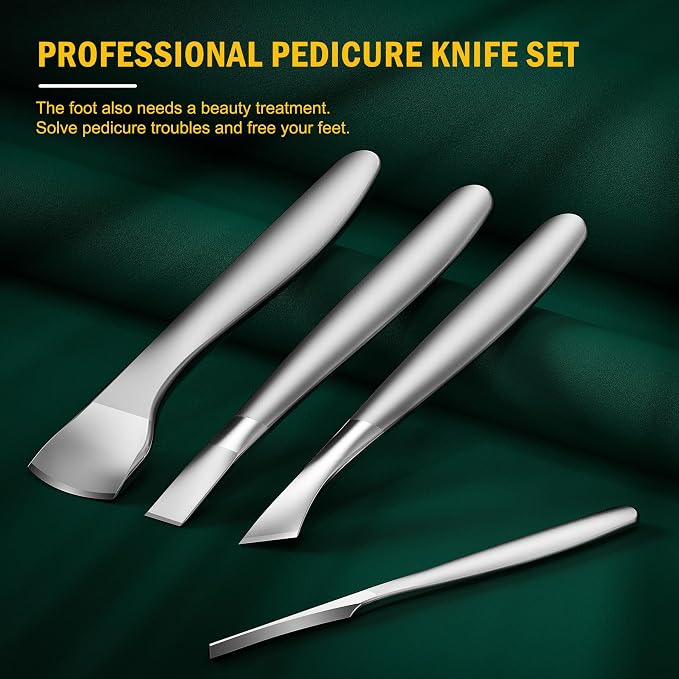 FVION Pedicure Knife Set for Feet – 4 PCS Ingrown Toenail Blade Tool Calloused - Image 3
